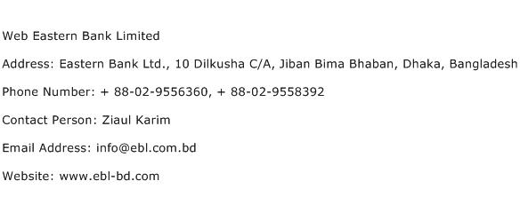 Web Eastern Bank Limited Address Contact Number