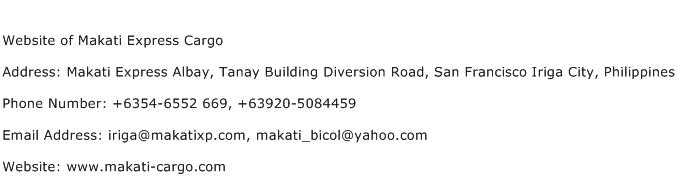 Website of Makati Express Cargo Address Contact Number