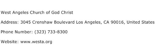 West Angeles Church of God Christ Address Contact Number