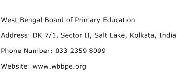 West Bengal Board of Primary Education Address Contact Number