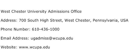 West Chester University Admissions Office Address Contact Number