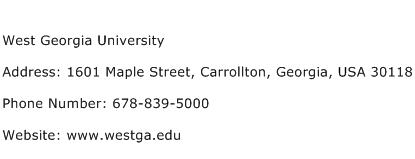 West Georgia University Address Contact Number