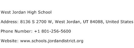 West Jordan High School Address Contact Number