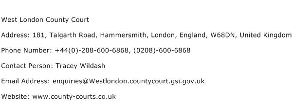 West London County Court Address Contact Number