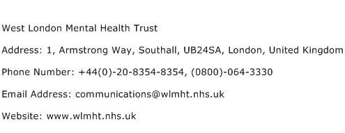 West London Mental Health Trust Address Contact Number