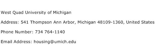 West Quad University of Michigan Address Contact Number