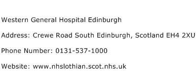 Western General Hospital Edinburgh Address Contact Number