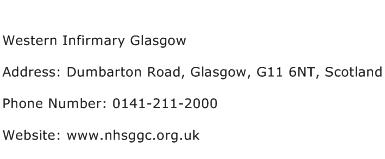 Western Infirmary Glasgow Address Contact Number