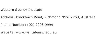 Western Sydney Institute Address Contact Number