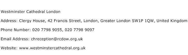 Westminster Cathedral London Address Contact Number