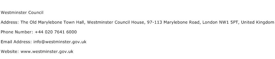Westminster Council Address Contact Number
