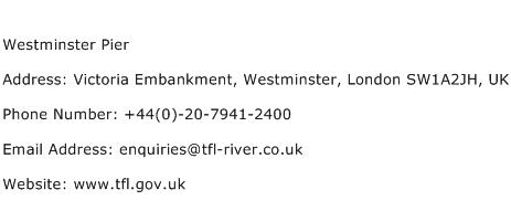 Westminster Pier Address Contact Number