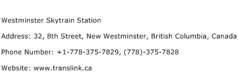 Westminster Skytrain Station Address Contact Number
