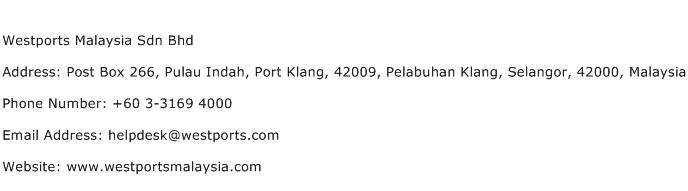 Westports Malaysia Sdn Bhd Address Contact Number