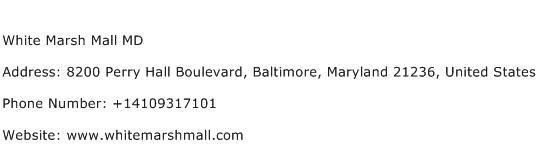 White Marsh Mall MD Address Contact Number