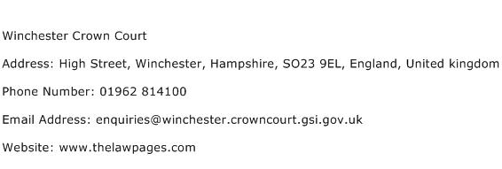 Winchester Crown Court Address Contact Number