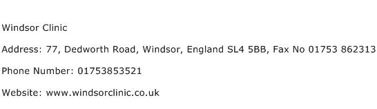 Windsor Clinic Address Contact Number