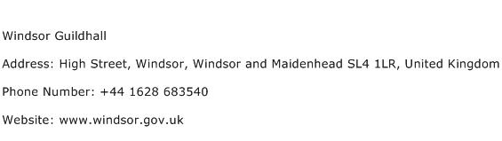 Windsor Guildhall Address Contact Number