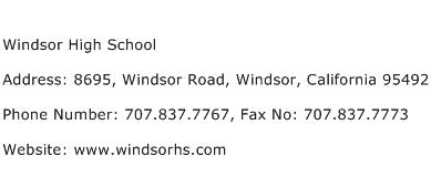 Windsor High School Address Contact Number