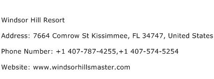 Windsor Hill Resort Address Contact Number