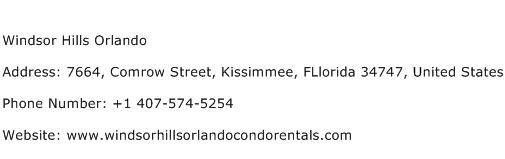 Windsor Hills Orlando Address Contact Number