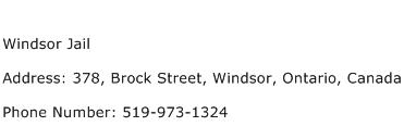 Windsor Jail Address Contact Number
