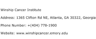 Winship Cancer Institute Address Contact Number
