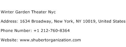 Winter Garden Theater Nyc Address Contact Number