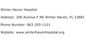 Winter Haven Hospital Address Contact Number
