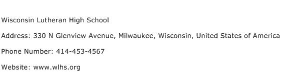 Wisconsin Lutheran High School Address Contact Number