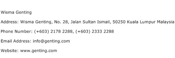 Wisma Genting Address Contact Number