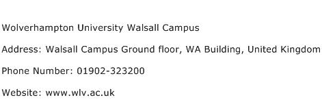 Wolverhampton University Walsall Campus Address Contact Number