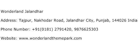 Wonderland Jalandhar Address Contact Number