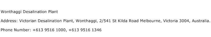 Wonthaggi Desalination Plant Address Contact Number