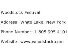 Woodstock Festival Address Contact Number