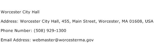 Worcester City Hall Address Contact Number