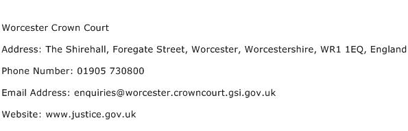 Worcester Crown Court Address Contact Number