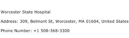 Worcester State Hospital Address Contact Number