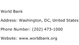 World Bank Address Contact Number