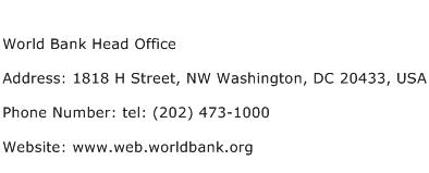 World Bank Head Office Address Contact Number