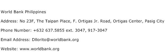 World Bank Philippines Address Contact Number