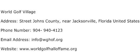 World Golf Village Address Contact Number