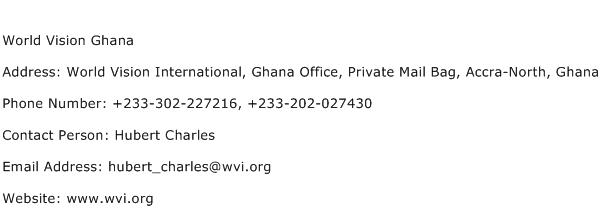 World Vision Ghana Address Contact Number