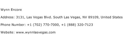 Wynn Encore Address Contact Number