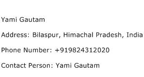 Yami Gautam Address Contact Number