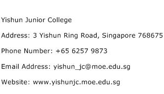 Yishun Junior College Address Contact Number