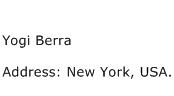 Yogi Berra Address Contact Number