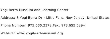 Yogi Berra Museum and Learning Center Address Contact Number