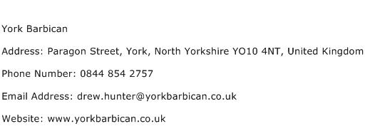 York Barbican Address Contact Number