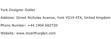 York Designer Outlet Address Contact Number
